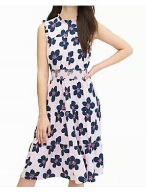 NWOT Kate Spade Grand floral smocked waist dress purple in size small